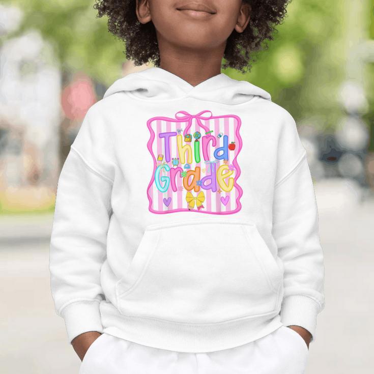Back To School Third Grade Girls Coquette Bow 3rd Grade Kids Graphic Toddler Hoodie Back To School Third Grade Girls Coquette Bow 3rd Grade Kids Graphic Toddler Hoodie