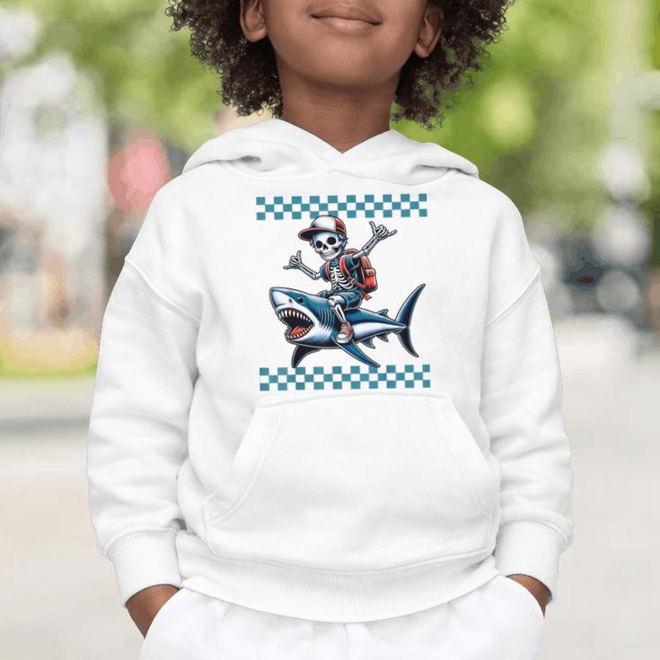 Boys Skeleton Riding a Shark Back To School Graphic Toddler Hoodie Boys Skeleton Riding a Shark Back To School Graphic Toddler Hoodie