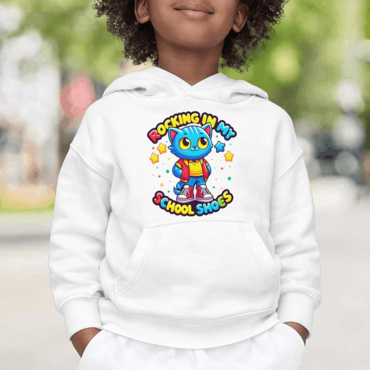 Cat Rocking In My School Shoes Fun Back To School Kids Boys Premium Tri-Blend Graphic Toddler Hoodie