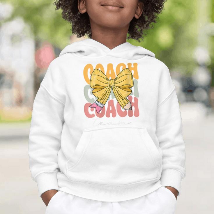 Coach Team Groovy Coquette Bow Cute Back To School Graphic Toddler Hoodie