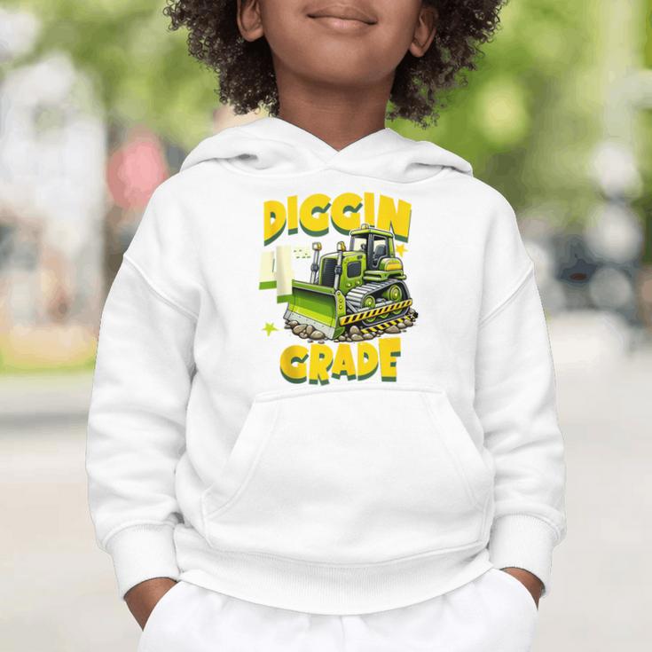 Diggin 4th Grade Bulldozer Back To School Graphic Toddler Hoodie