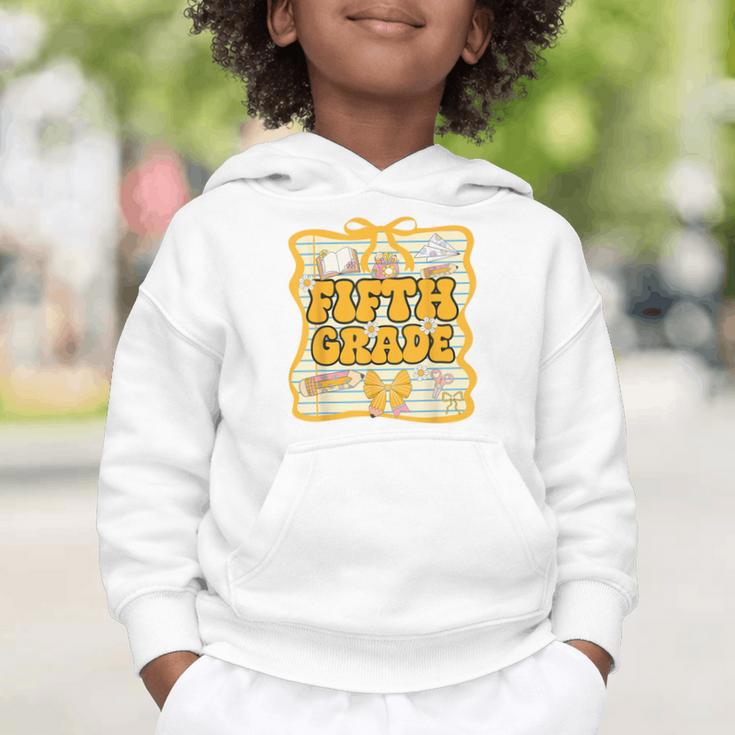 Fifth Grade Back To School Kids Girls Bow 5th Grade Groovy Graphic Toddler Hoodie Fifth Grade Back To School Kids Girls Bow 5th Grade Groovy Graphic Toddler Hoodie