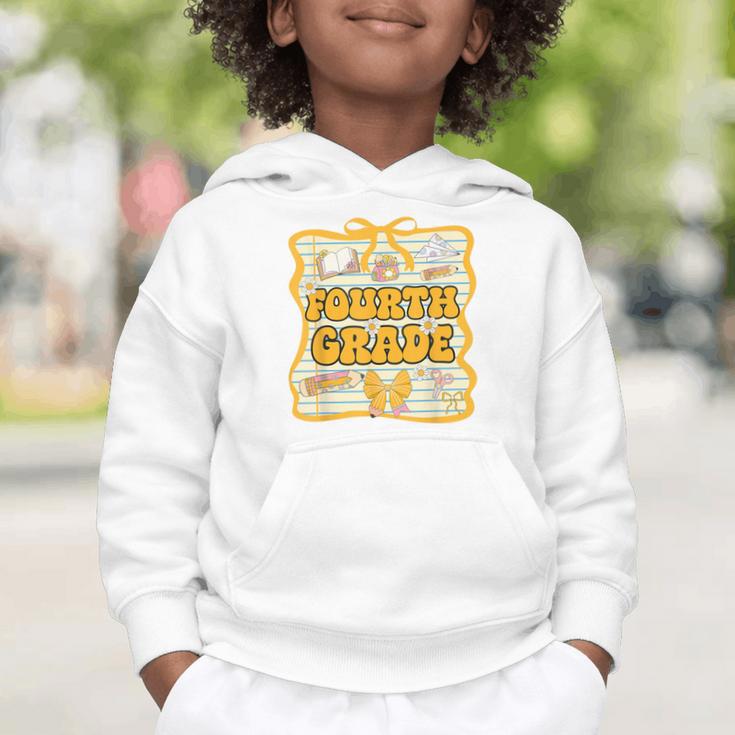Fourth Grade Back To School Kids Girls Bow 4th Grade Groovy Graphic Toddler Hoodie Fourth Grade Back To School Kids Girls Bow 4th Grade Groovy Graphic Toddler Hoodie