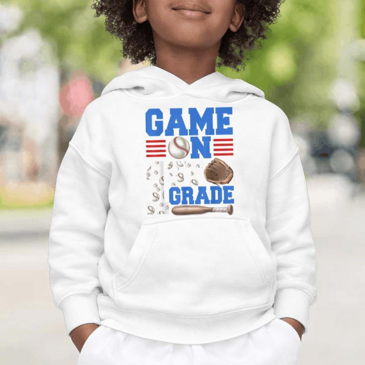 Game On First Grade Boy Baseball Back To School Graphic Toddler Hoodie Game On First Grade Boy Baseball Back To School Graphic Toddler Hoodie
