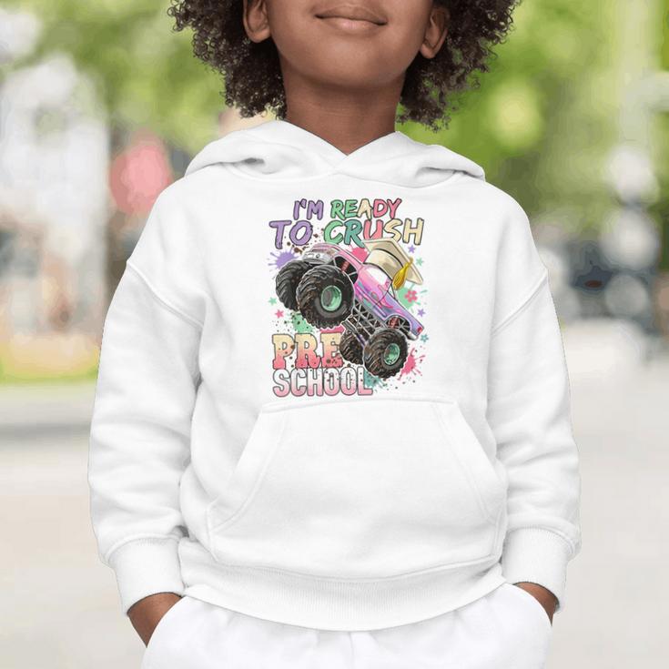 Girls Monster Trucks Ready To Crush Preschool Back To School Graphic Toddler Hoodie
