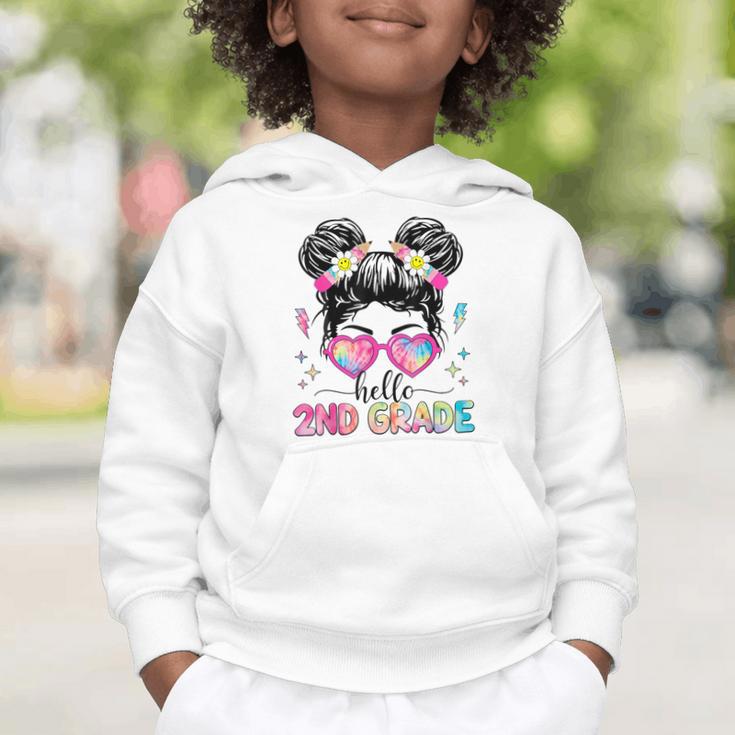 Hello 2nd Grade Messy Bun Back To School First Day Girl Kids Graphic Toddler Hoodie Hello 2nd Grade Messy Bun Back To School First Day Girl Kids Graphic Toddler Hoodie