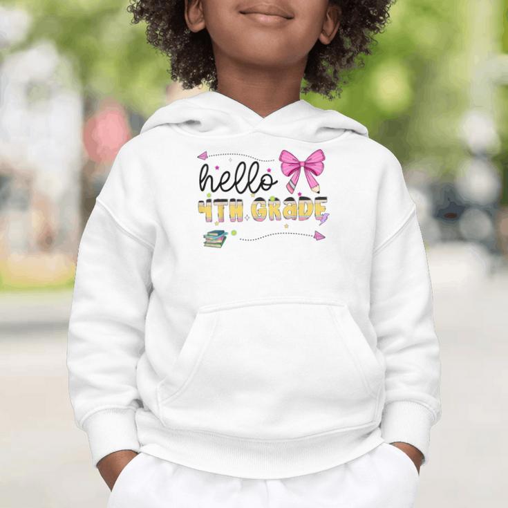 Hello 4th Grade Girls Coquette Fourth Grade Back To School Graphic Toddler Hoodie Hello 4th Grade Girls Coquette Fourth Grade Back To School Graphic Toddler Hoodie