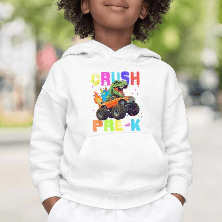 I'm Ready To Crush Pre-k Dinosaur Truck Back To School Boys Graphic Toddler Hoodie I'm Ready To Crush Pre-k Dinosaur Truck Back To School Boys Graphic Toddler Hoodie