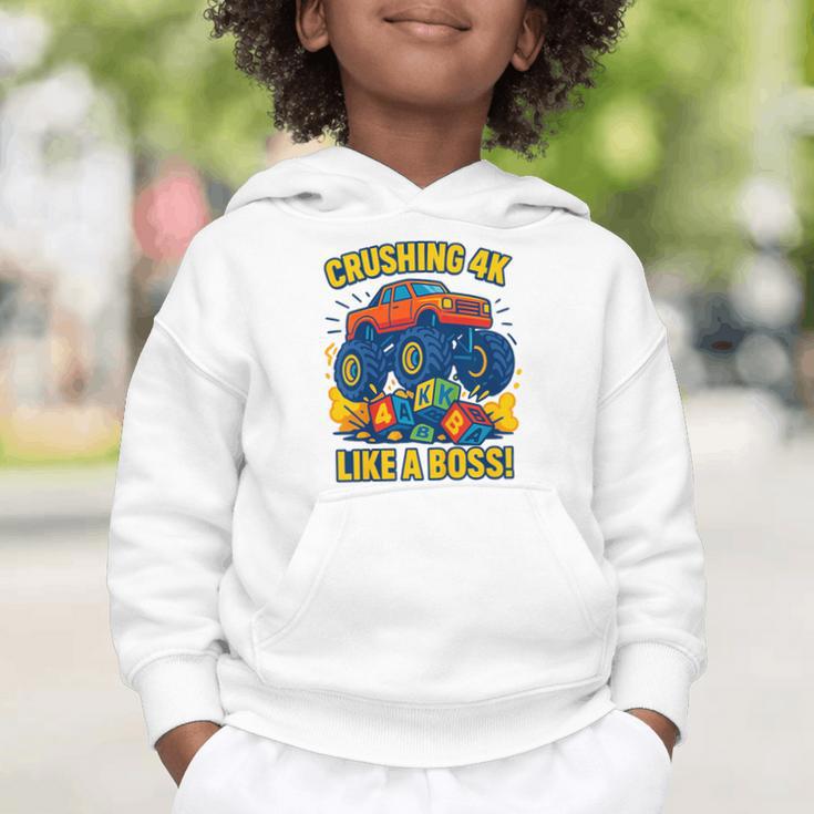 Kids 4k Boys Back To School Shirt Monster Truck Crushing 4k Graphic Toddler Hoodie Kids 4k Boys Back To School Shirt Monster Truck Crushing 4k Graphic Toddler Hoodie