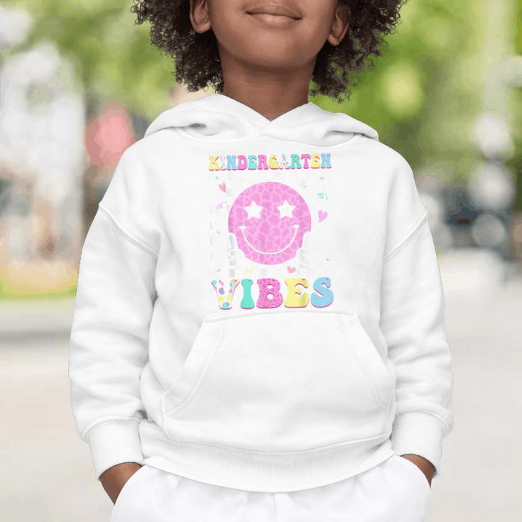 Kindergarten Vibes Groovy Back To School Kinder Girls Kids Graphic Toddler Hoodie