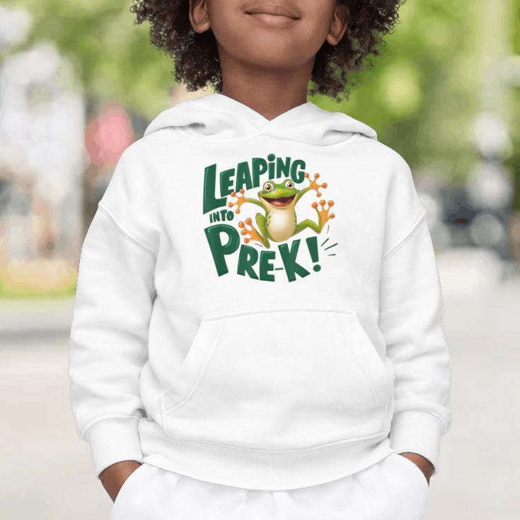 Leaping Into Pre-K Jumping Tree Frog Back To School Fun Graphic Toddler Hoodie Leaping Into Pre-K Jumping Tree Frog Back To School Fun Graphic Toddler Hoodie