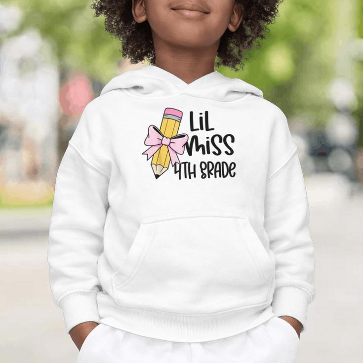 Lil Miss 4th Grade Coquette Bow Pencil Back To School Girls Graphic Toddler Hoodie