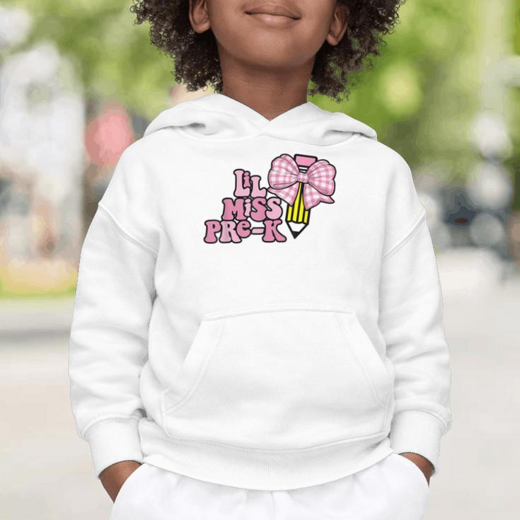 LiL Miss Pre-K Back To School Girls Coquette Bow First Day Graphic Toddler Hoodie LiL Miss Pre-K Back To School Girls Coquette Bow First Day Graphic Toddler Hoodie