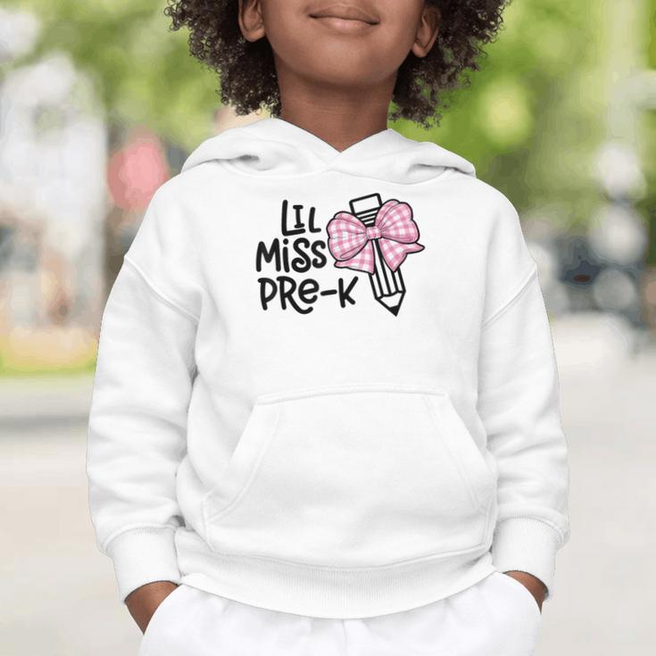 LiL Miss Pre-K Girls Coquette Bow Gingham Bow Back To School Graphic Toddler Hoodie LiL Miss Pre-K Girls Coquette Bow Gingham Bow Back To School Graphic Toddler Hoodie