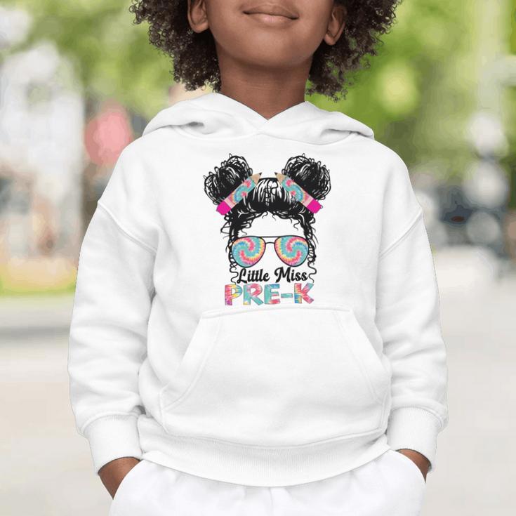 Little Miss Pre-K Girls Back To School Messy Bun Performance Graphic Toddler Hoodie Little Miss Pre-K Girls Back To School Messy Bun Performance Graphic Toddler Hoodie