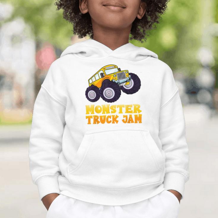 Monster Truck Jam School Bus Yellow Back To School Toddlers Graphic Toddler Hoodie Monster Truck Jam School Bus Yellow Back To School Toddlers Graphic Toddler Hoodie