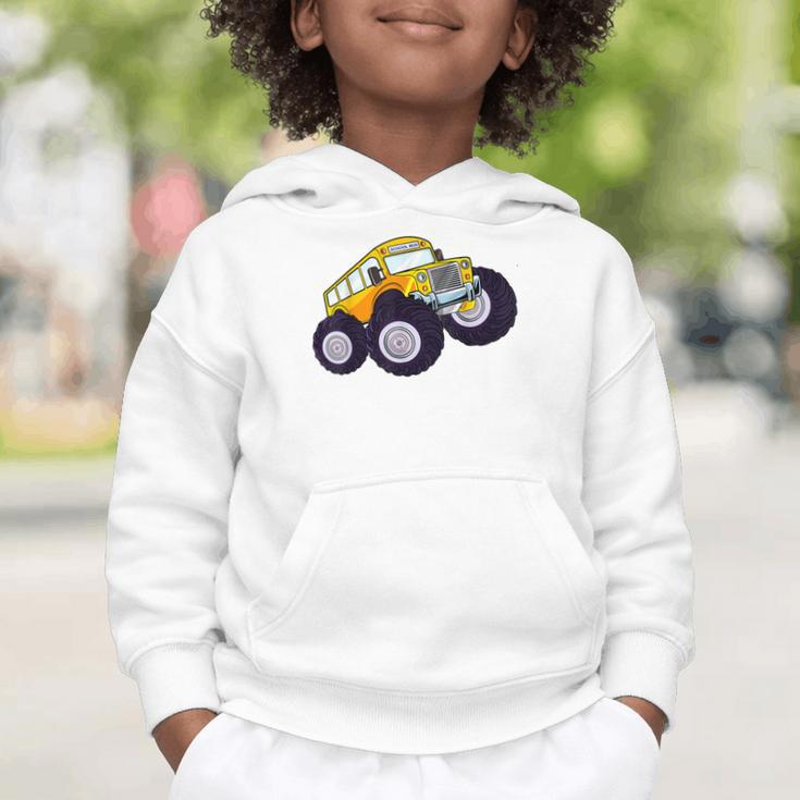 Monster Truck School Bus Yellow Back To School Kids Toddler Graphic Toddler Hoodie