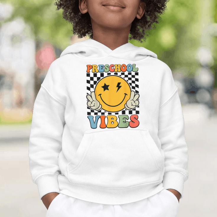 Preschool Vibes Retro Groovy Back To School Pre-K Graphic Toddler Hoodie Preschool Vibes Retro Groovy Back To School Pre-K Graphic Toddler Hoodie