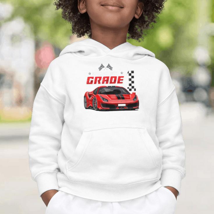 Racing Into 1st Grade Race Car Back To School Boys Graphic Toddler Hoodie Racing Into 1st Grade Race Car Back To School Boys Graphic Toddler Hoodie