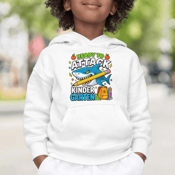 Ready To Attack Kindergarten Shark Back To School Kids Graphic Toddler Hoodie Ready To Attack Kindergarten Shark Back To School Kids Graphic Toddler Hoodie