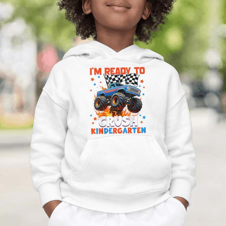 Ready To Crush Kindergarten Monster Truck Back To School Boy Graphic Toddler Hoodie