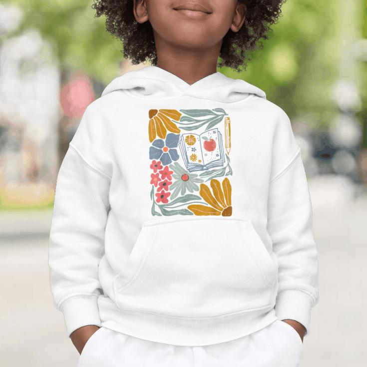 Retro Boho Flower Floral Back To School First Day Of School Graphic Toddler Hoodie