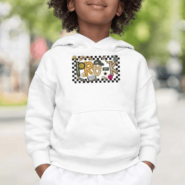 Retro Checkered Back To School Pre K Dude Cute Kid Preschool Graphic Toddler Hoodie