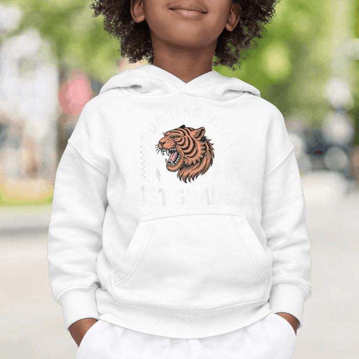 Roaring Into 1st Grade Roaring Tiger Back To School Boy Girl Graphic Toddler Hoodie
