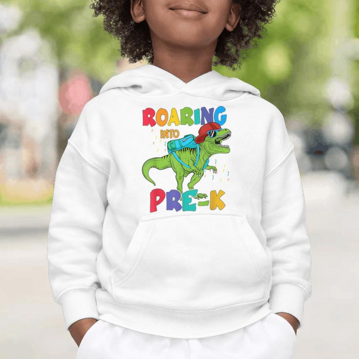 Roaring Into Pre-K Preschool Dinosaur Back To School Graphic Toddler Hoodie