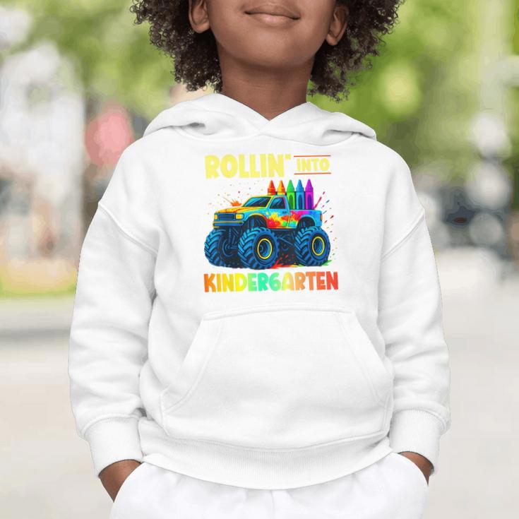 Rollin' Into Kindergarten Monster Car Back To School Boys Graphic Toddler Hoodie Rollin' Into Kindergarten Monster Car Back To School Boys Graphic Toddler Hoodie