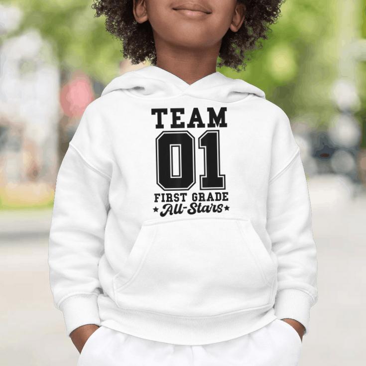 Team 1st Grade All-Stars Back To School Sports Jersey Graphic Toddler Hoodie