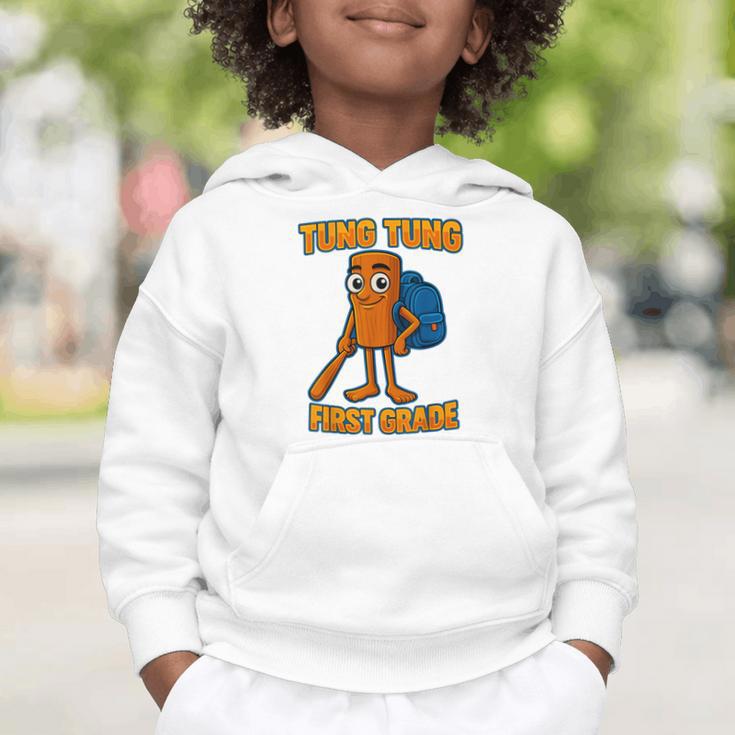 Tung Tung Sahur First Grade Italian Brainrot Back To School Graphic Toddler Hoodie Tung Tung Sahur First Grade Italian Brainrot Back To School Graphic Toddler Hoodie