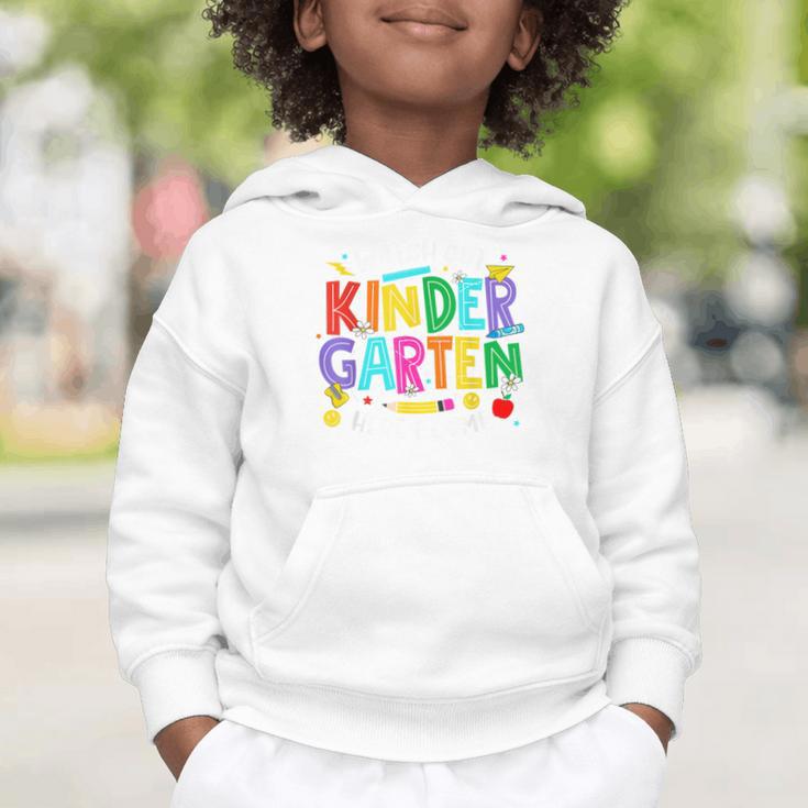 Watch Out Kindergarten Here I Come Kinder Back To School Kid Graphic Toddler Hoodie Watch Out Kindergarten Here I Come Kinder Back To School Kid Graphic Toddler Hoodie