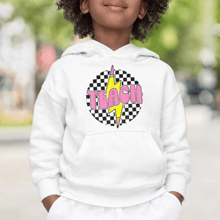 Women Checkered Teach Pencil Lightning Bolt Back To School Graphic Toddler Hoodie Women Checkered Teach Pencil Lightning Bolt Back To School Graphic Toddler Hoodie
