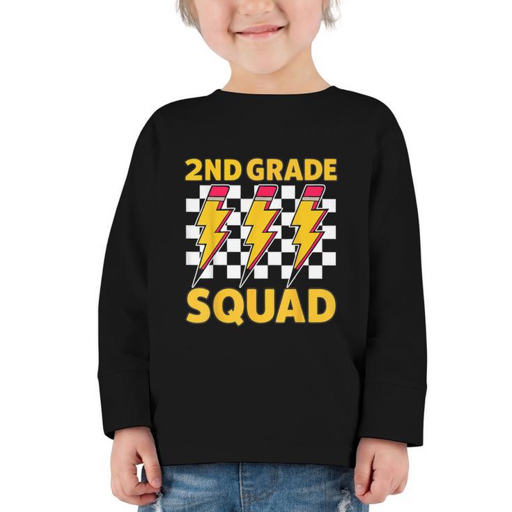 2nd Grade Lightning Bolt Second Grade Squad Back To School Graphic Toddler Long Sleeve Tee