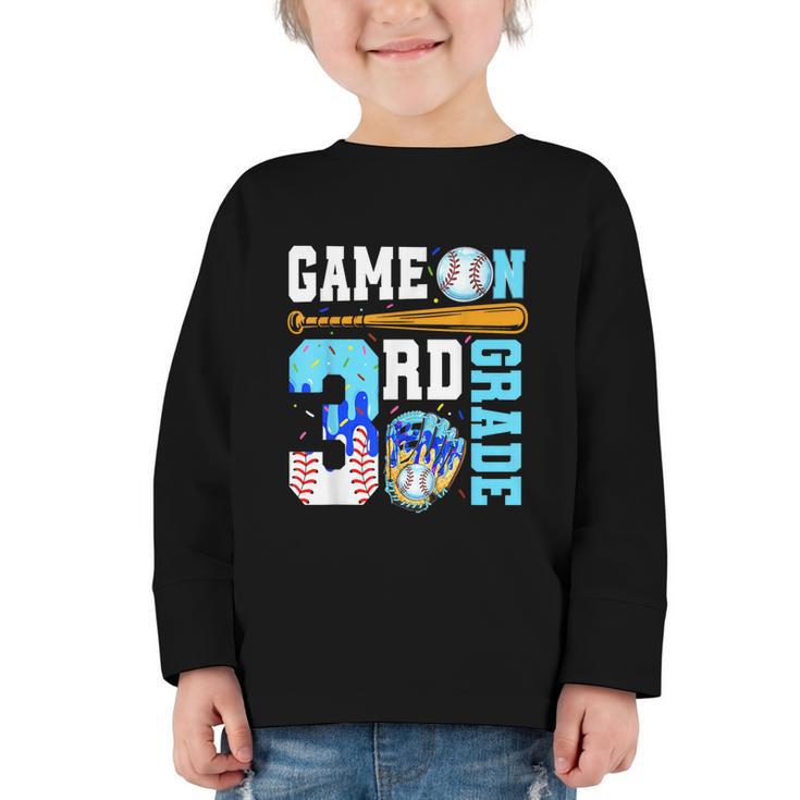 3rd Grade Back To School Baseball Drip Ice Cream Game On Graphic Toddler Long Sleeve Tee