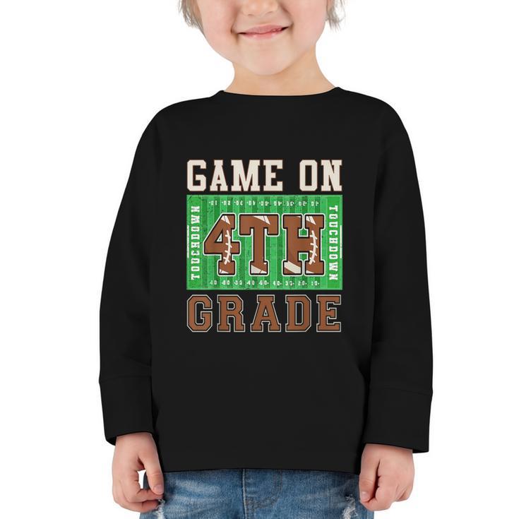 4th Grade Boys Kids Football Back To School Fourth Grade Graphic Toddler Long Sleeve Tee