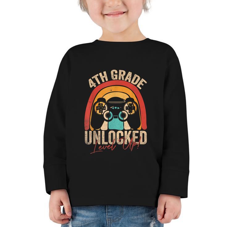4th Grade Unlocked Level Up Gamer Back To School Fourth Graphic Toddler Long Sleeve Tee