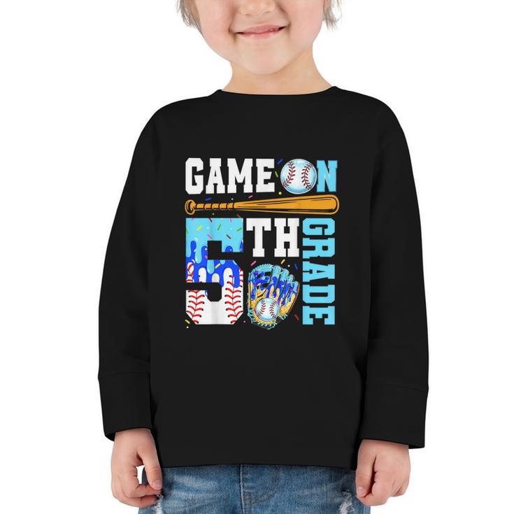 5th Grade Back To School Baseball Drip Ice Cream Game On Graphic Toddler Long Sleeve Tee