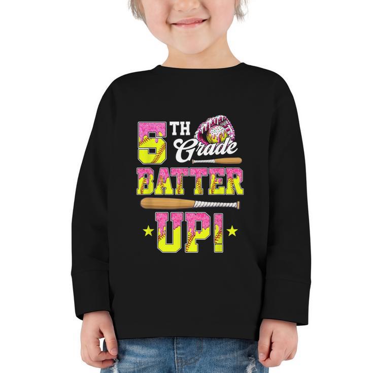 5th Grade Butter Up Softball Ice Cream Drip Back To School Graphic Toddler Long Sleeve Tee