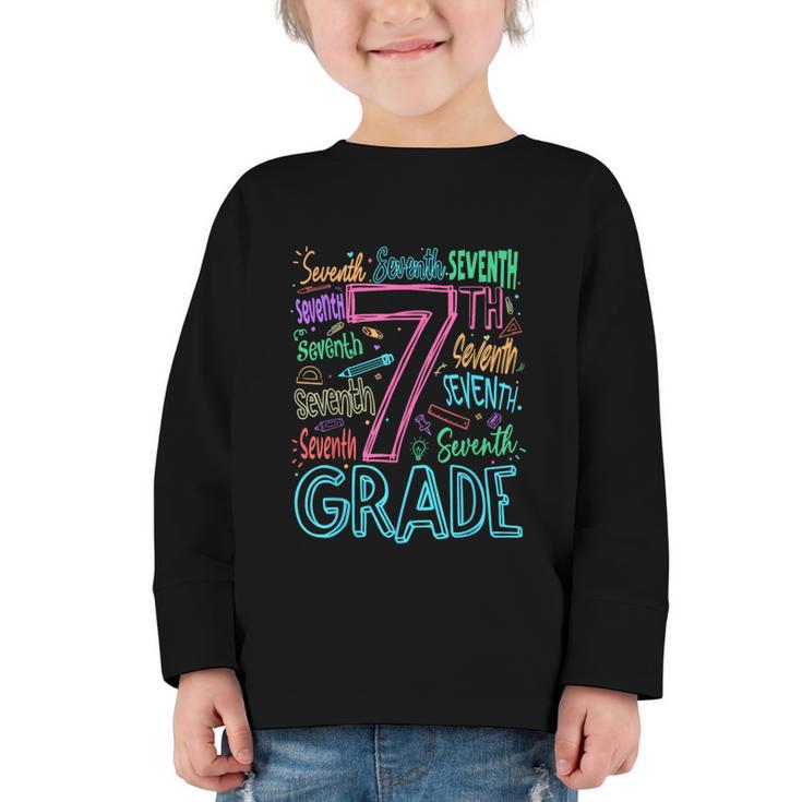 7th Grade Typography Team Seventh Grade Back To School Kids Graphic Toddler Long Sleeve Tee