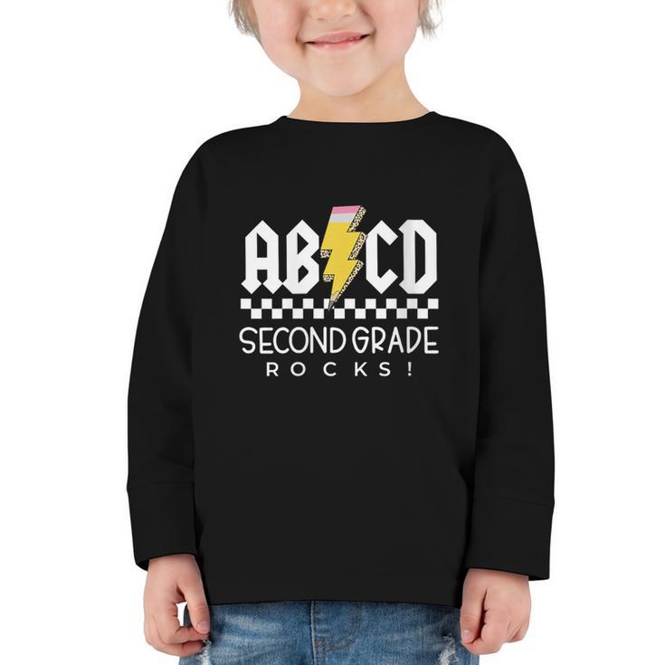 ABCD Second Grade Rocks First Day Of School Back To School Graphic Toddler Long Sleeve Tee