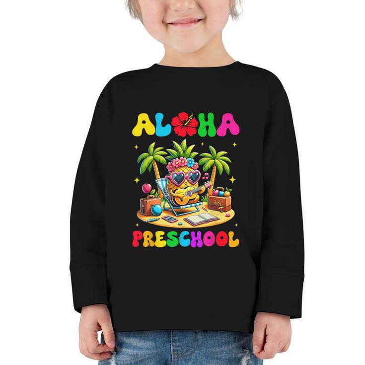 Aloha Preschool Pineapple Hawaii Back To School Kids Girl Graphic Toddler Long Sleeve Tee