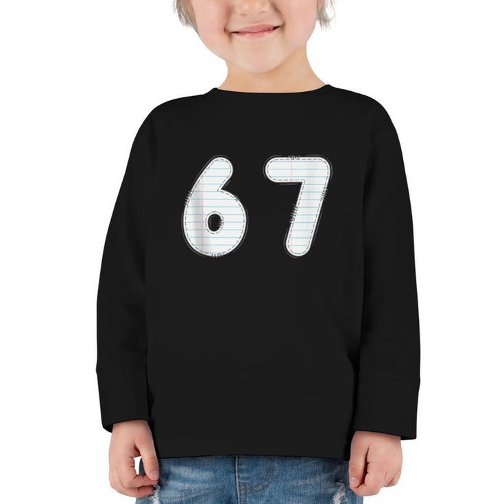 Back To School 67 Notebook Number For Class Year Graphic Toddler Long Sleeve Tee
