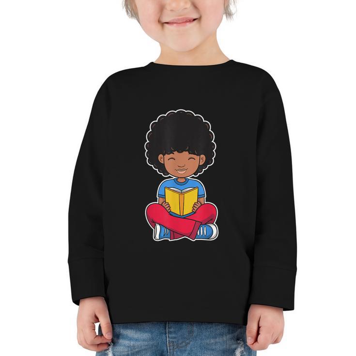 Back To School Afro African American Boy Student Graphic Toddler Long Sleeve Tee