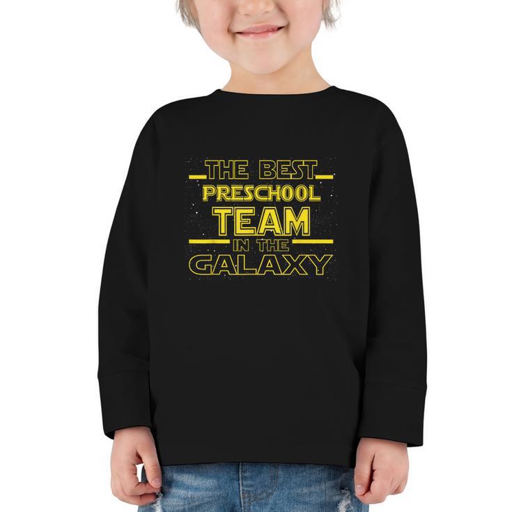 Back To School Best Preschool Team In The Galaxy Space Out Graphic Toddler Long Sleeve Tee