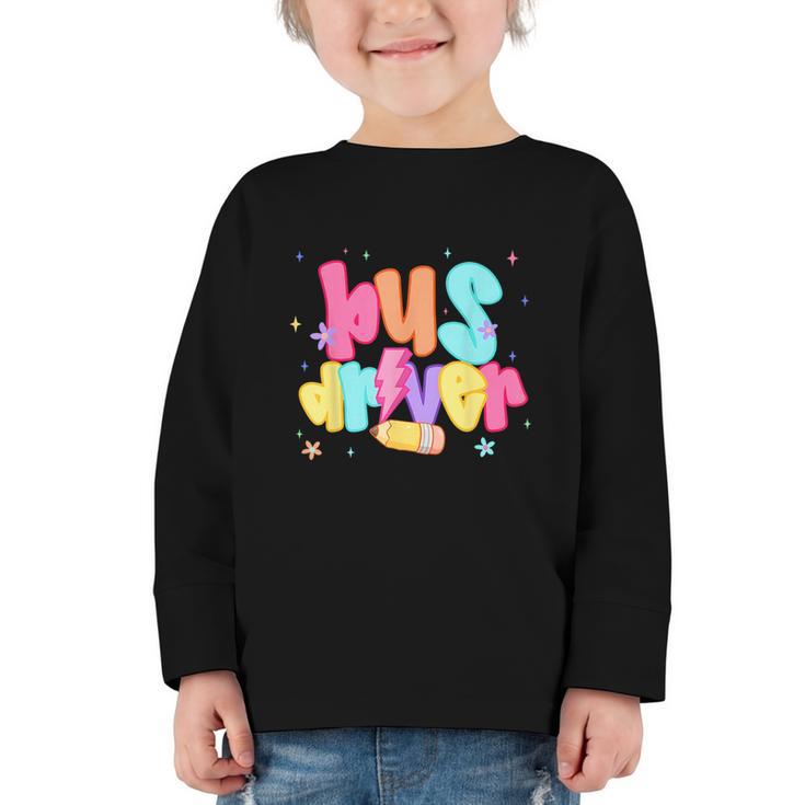 Back To School Bus Driver First Day Men Women Lighting Graphic Toddler Long Sleeve Tee