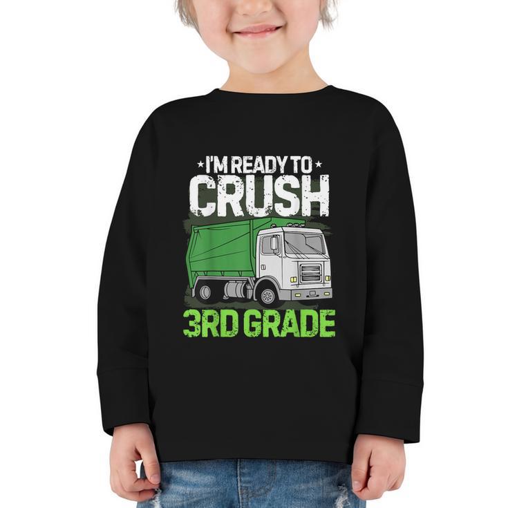 Back To School First Day Of 3rd Grade Garbage Truck Boys Graphic Toddler Long Sleeve Tee