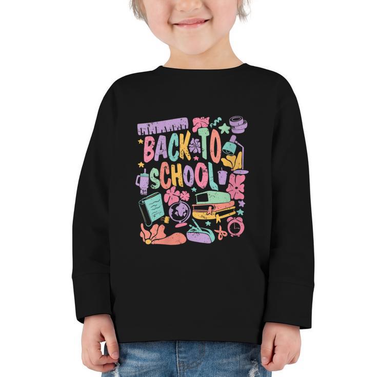 Back To School Fun Supplies Learning Graphic Toddler Long Sleeve Tee