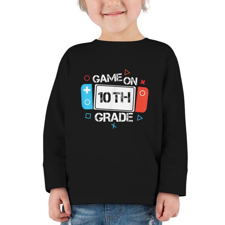 Back To School Game On 10th Grade Gamer Kids Boys Girl Graphic Toddler Long Sleeve Tee